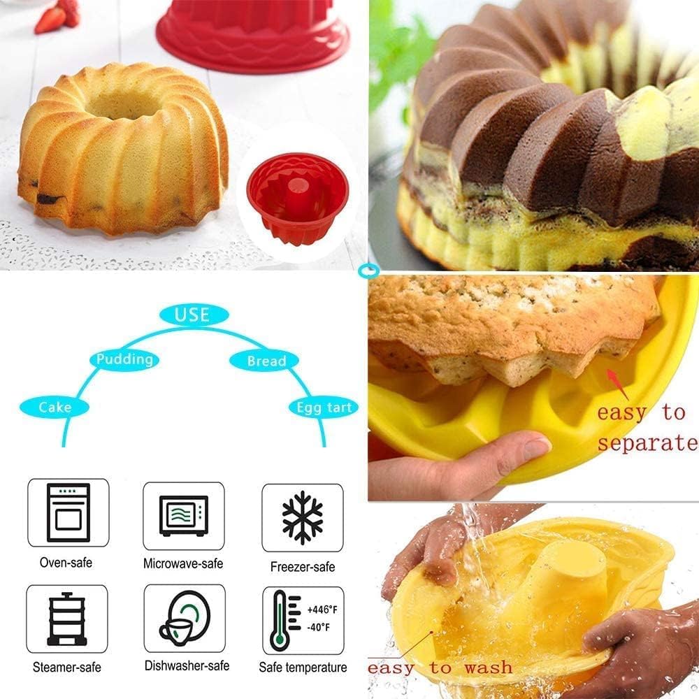 PIQIUQIU 12 moldes de silicona reutilizables multicolores para tartas, postres, chocolate, pudín y gelatina, aptos para horno, microondas, nevera y lavavajillas
