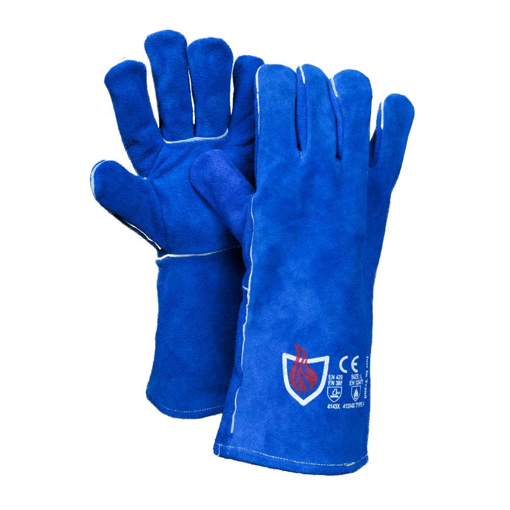 Just In Trend Flame/Heat Resistant Welding Gloves - Polycot Lining - Royal Blue - Large - 5 Pairs PACK
