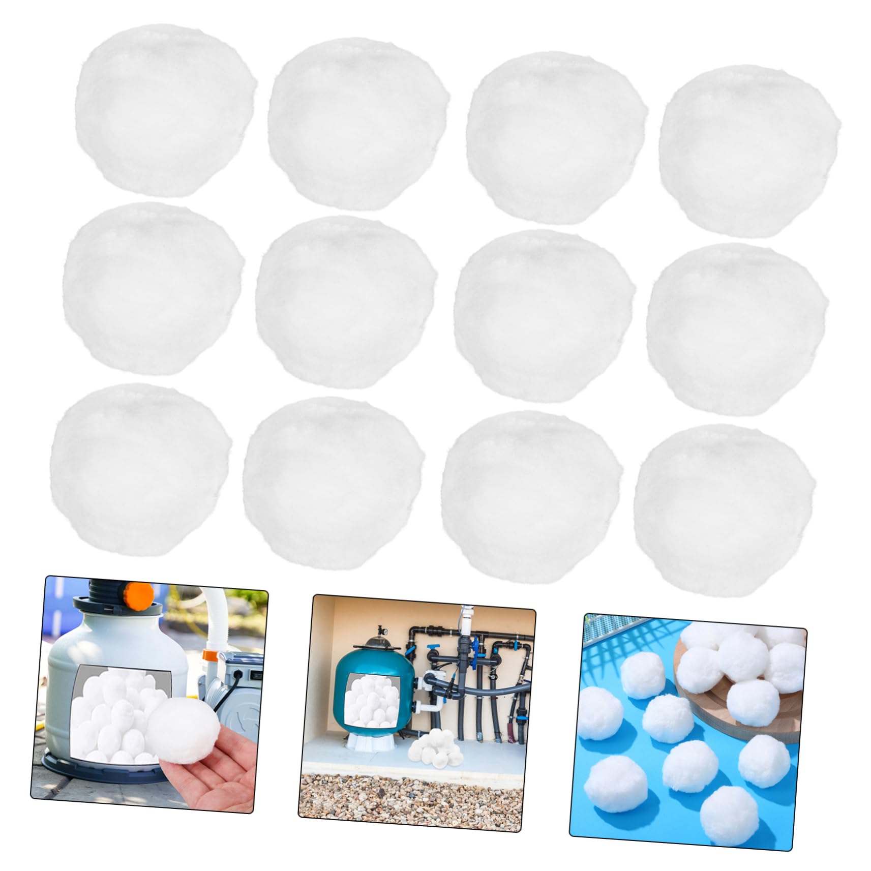 Happyyami Boules Filtrantes de Piscine Média Filtrant Remplaçable en Fibre de Polyester Blanches 700g, Réutilisables Lot pour Piscine