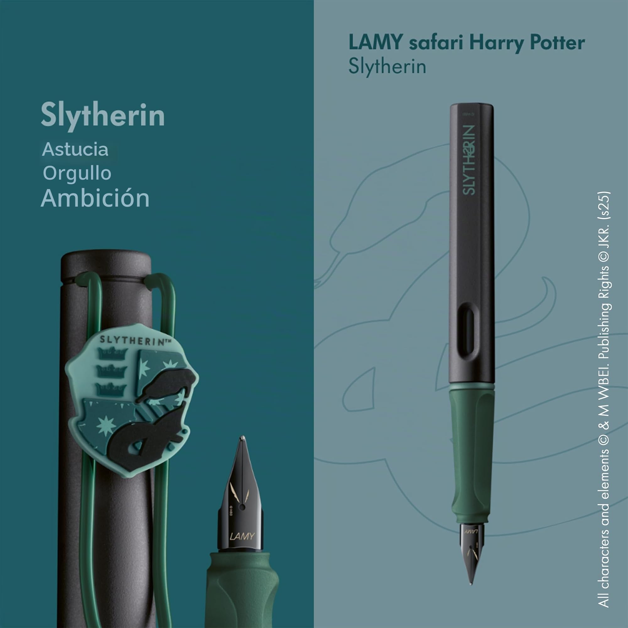 Lamy safari Harry Potter Set de 4 plumas – Edición especial con escudos de las casas – Plumines de acero (M) – Agarre ergonómico – Incluye cartuchos de tinta T10 azul – Para diestros