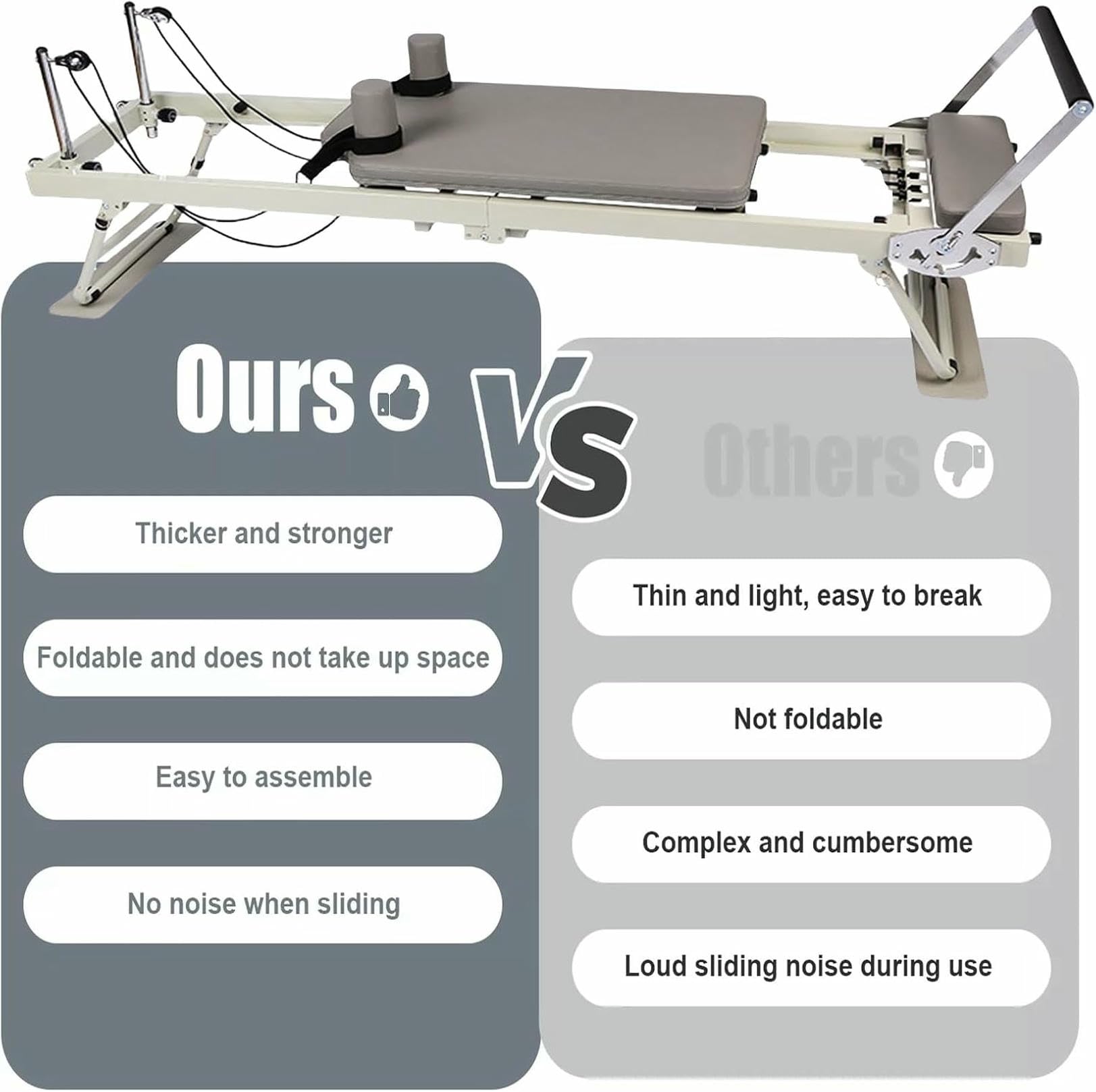 Faltbare Reformer-Pilates-Maschine, Tragbare Reformer-Pilates-Heimfitnessgeräte, Aluminiumlegierung