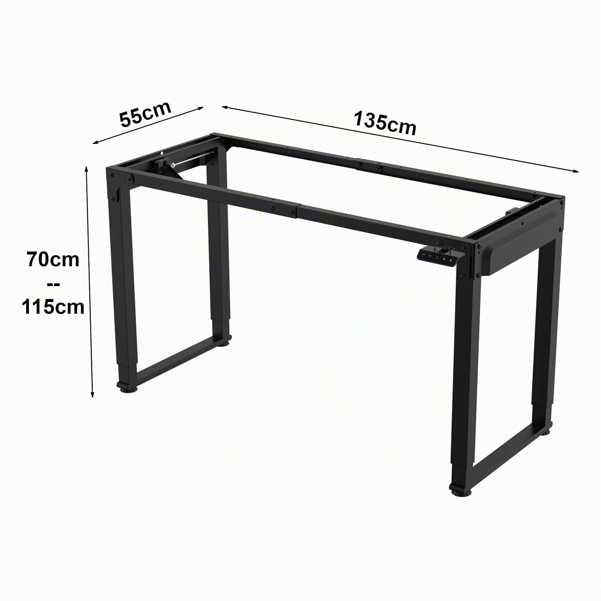 pro.tec Pied de Table Électrique à Hauteur Réglable Cadre de Bureau DIY Assis Debout Capacité de Charge 140 kg pour Plateau Maximum 180 x 80 cm Acier Allié Hauteur 70-115 cm Noir