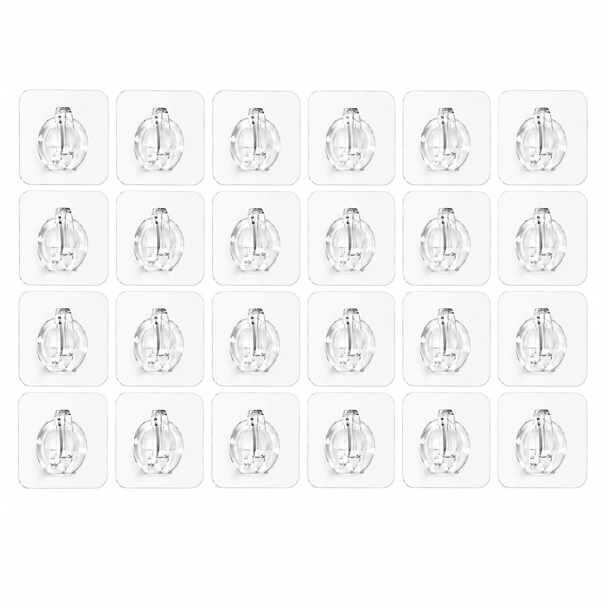 TIVADI 24 Pack Clear Adhesive Wall Hooks, Waterproof Self Adhesive Sticky Hooks, No Drill Transparent Hooks, Strong Hold Up to 15kg/33lb for Bathroom, Kitchen, Door & Home Organisation