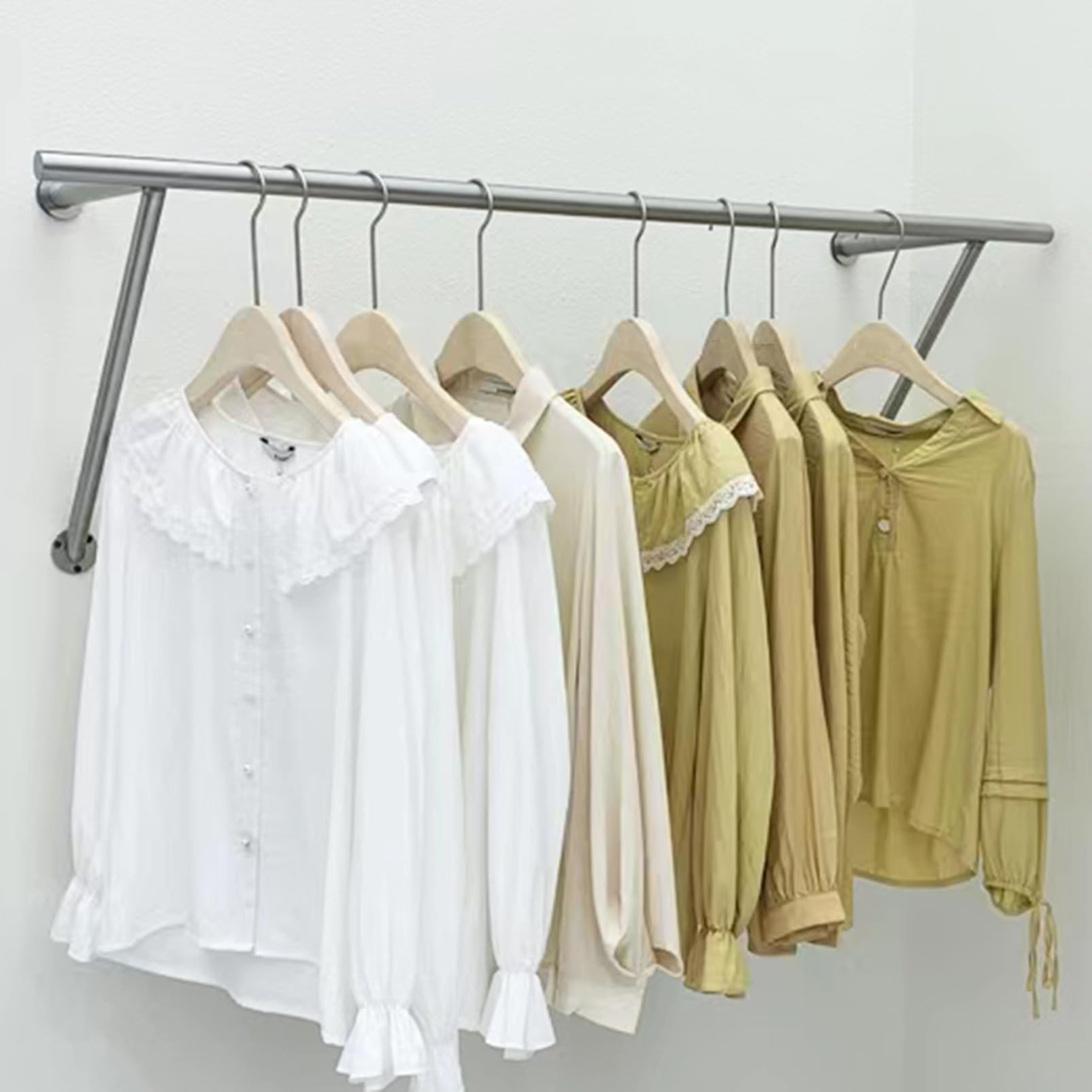 CWCQGH Clothes Rack, Wall Mounted Clothes Rack Stainless Steel Retail Store Clothes Rail Metal Clothes Rail,A Style-100cm
