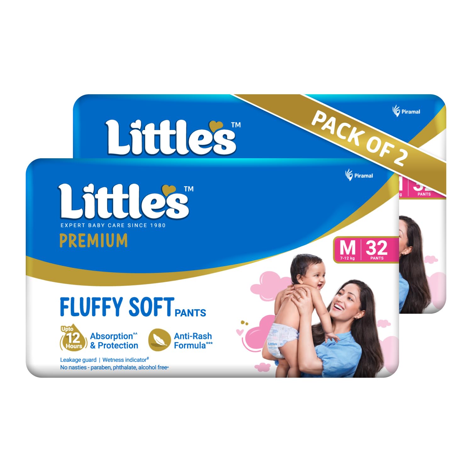 Little's Baby Diapers M Size (Medium) Pants Style | 7-12 kg | 64 Count - Pack of 2 | CottonSoft Baby Diaper with Leakage Guard, Wetness Indicator & 12 Hours Absorption-image-9