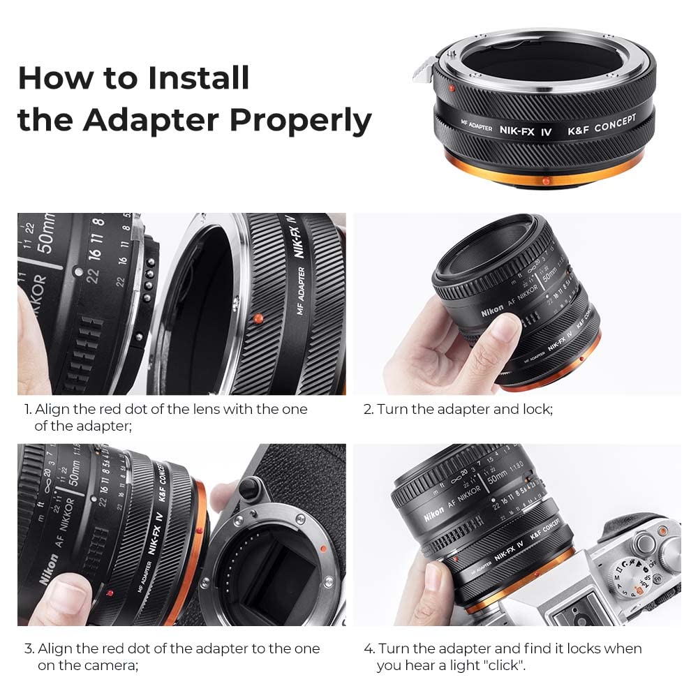 K&F Concept Bague d'adaptation Manuelle Compatible avec Utiliser Objectifs Nikon F sur Appareils Photo Fujifilm X de Version IV NIK-FX
