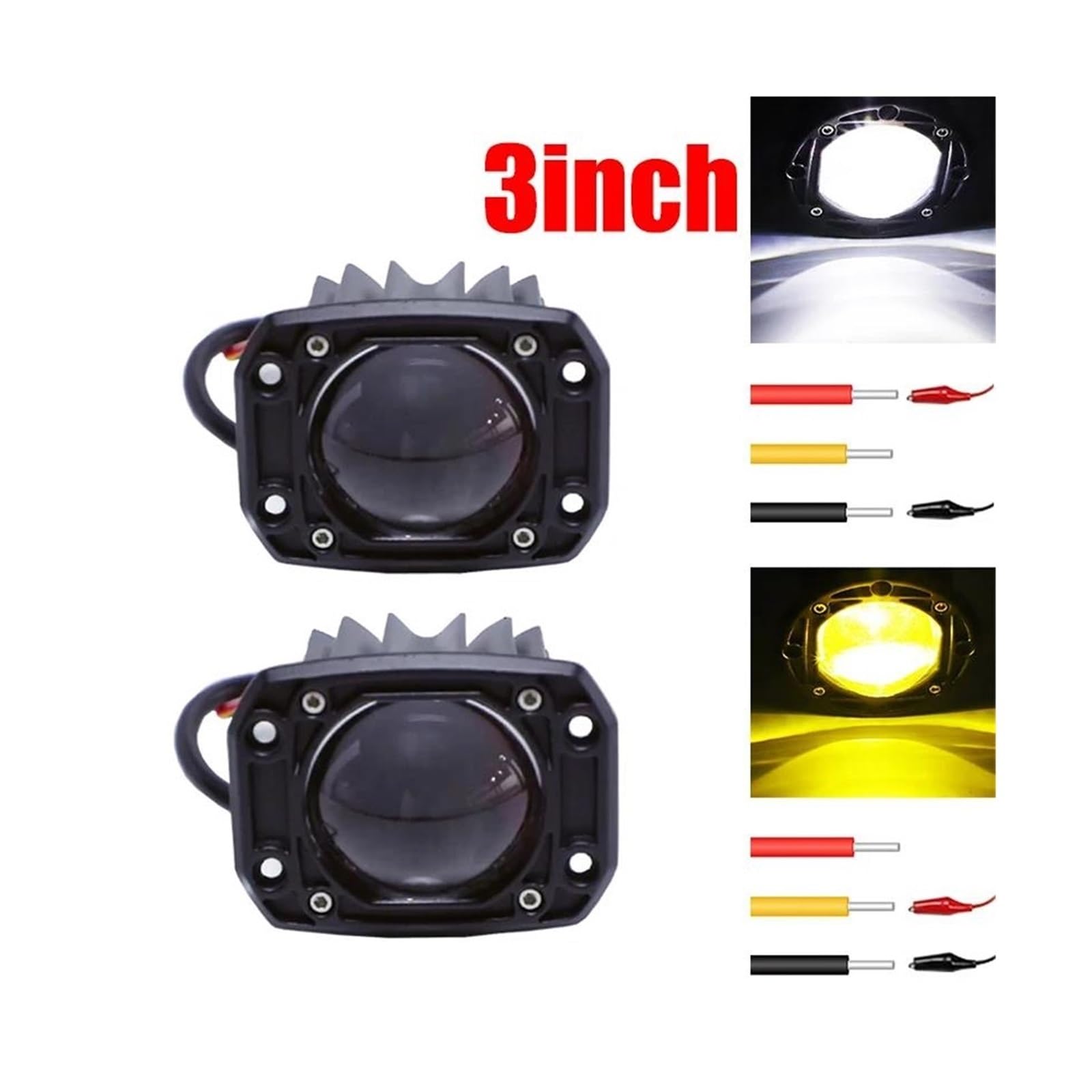 FRENO TRASERA LED Lámpara de trabajo LED empotrada para coche luz de marcha atrás parachoques trasero 12/24 V para Ford 4x4 todoterreno ATV camión(2pcs Round Light)