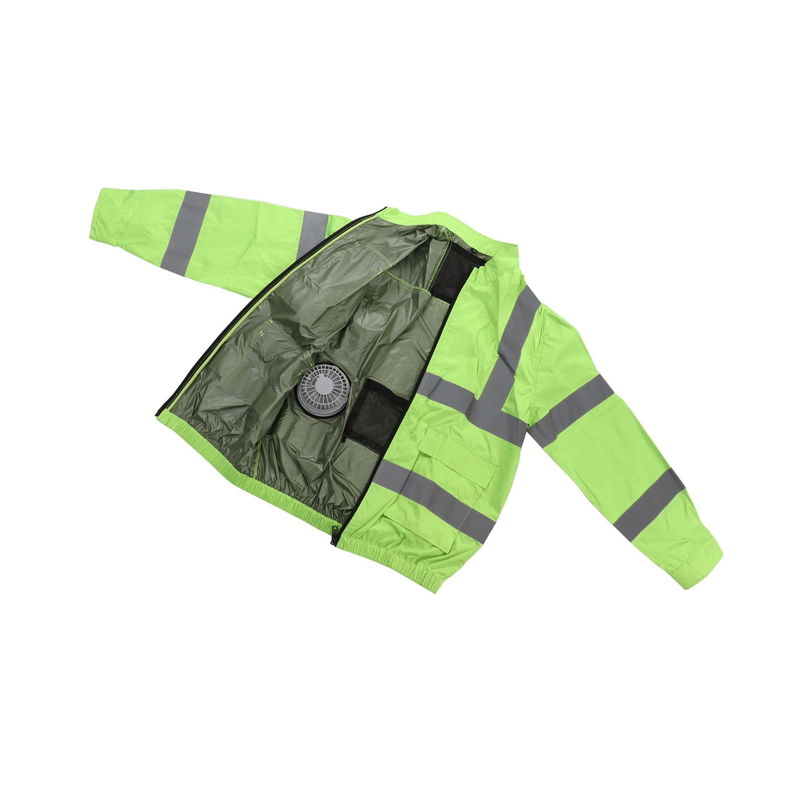 Alomejor Chaqueta de Ventilador de Protección Solar de Refrigeración con Ventilador Desmontable para Trabajadores de la Construcción (verde fluorescente)