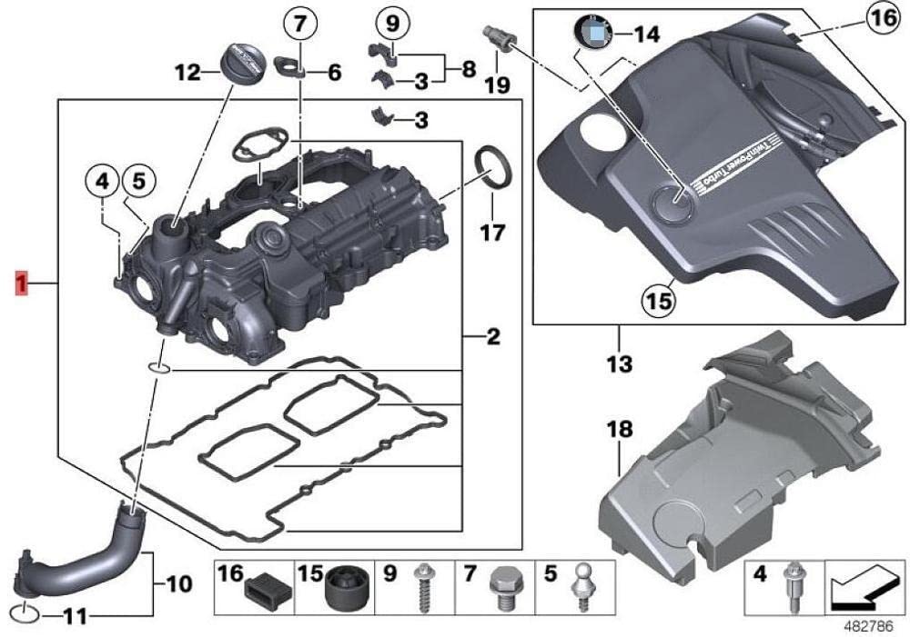 Głowica silnika Głowy Top Cable Rocker Zawór Dopasowany dla B-m-w x1 x3 x5 Akcesoria samochodowe Zawór silnika Pokrywa 11127588412 11127625477