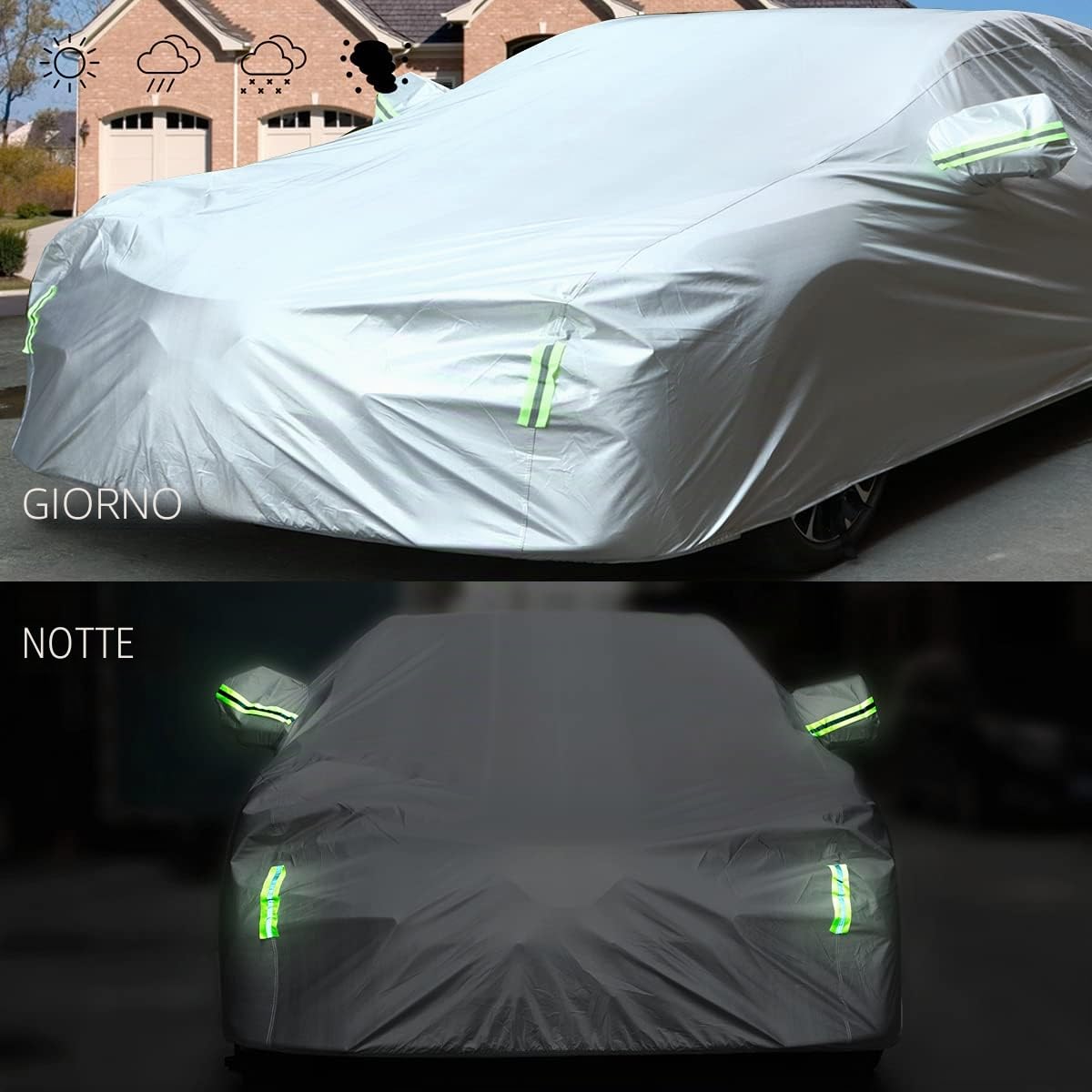 Telo Copriauto SUV Impermeabile Invernale Esterno Stagioni Antivento Antineve Protezione UV Auto Copriauto per SUV; Taglia L: Max 485cm