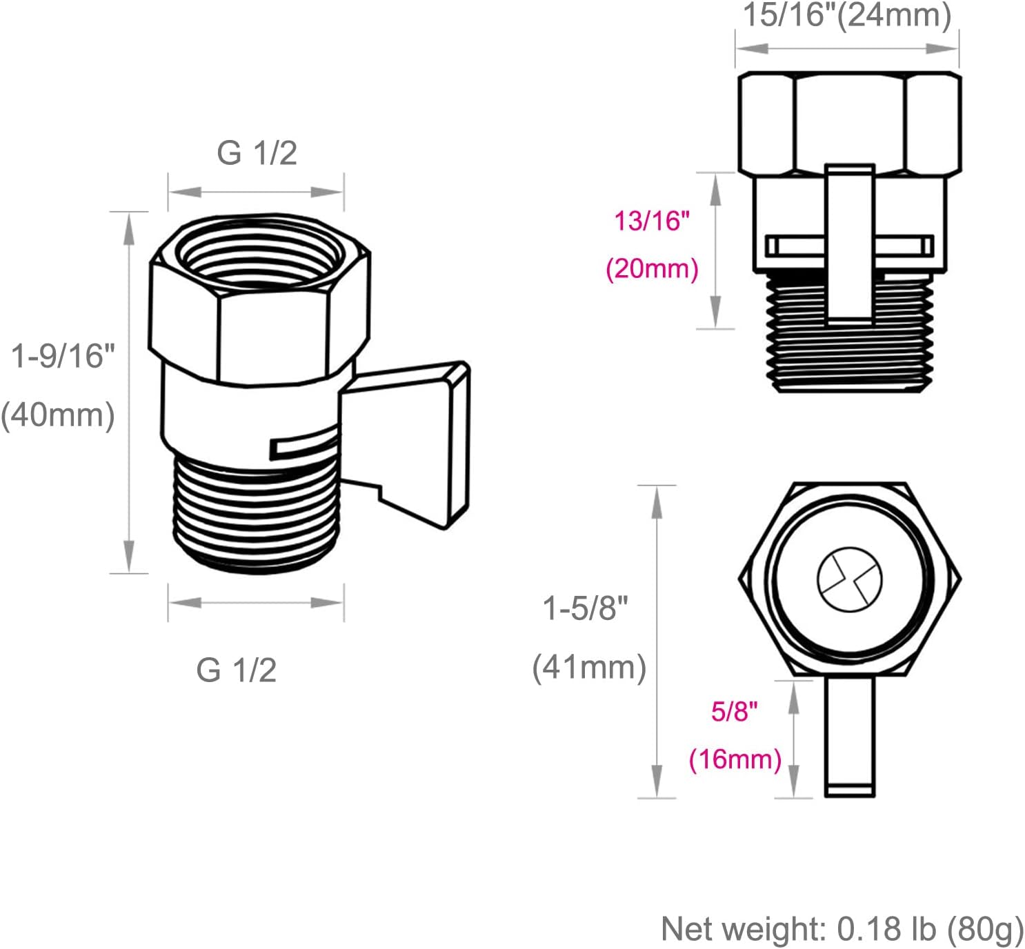 Shower Water Flow Restrictor, APLusee Brass Pressure Regulator Cut off
