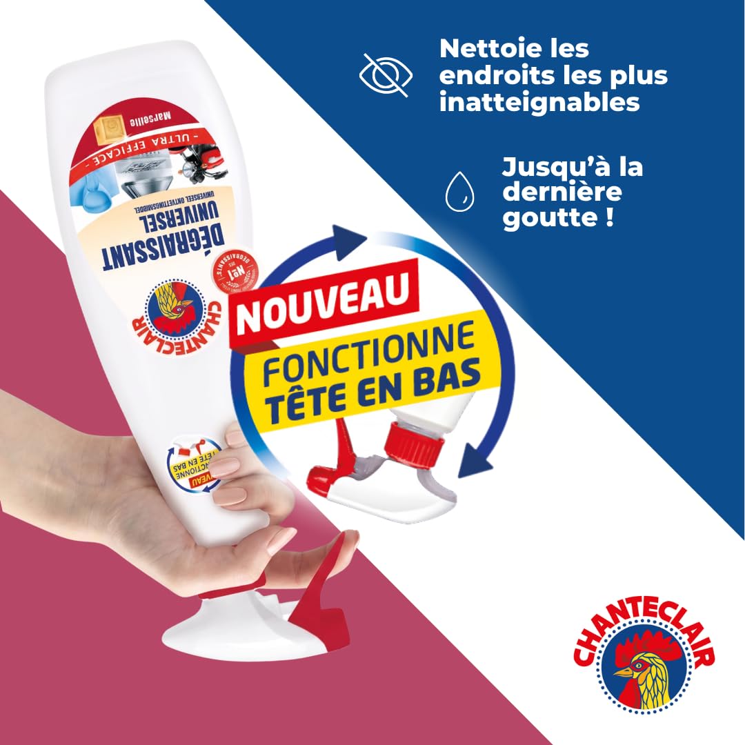 Chanteclair - Spray Dégraissant Universel Marseille, Idéaux sur Tout, Efficaces Partout, Fonctionne Tête en Bas - 12x 600 ml
