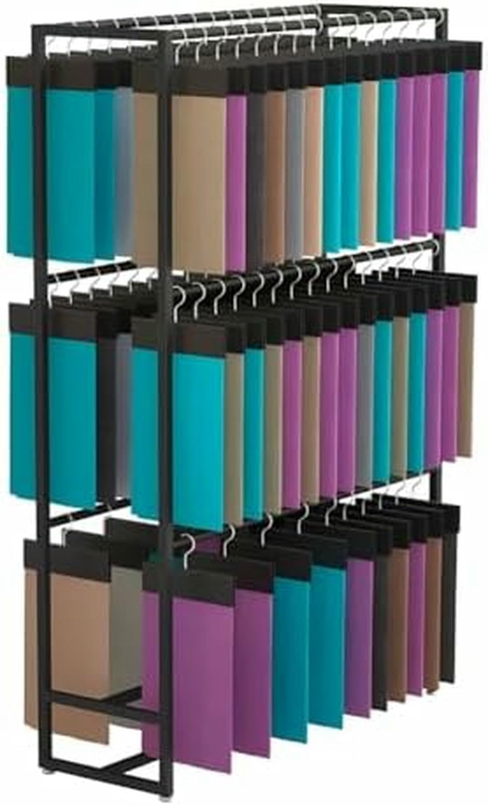 CGCSYZ Commercial Fabric Display Rack, Standing Carpets Rack, Floor-Standing Metal Organizer Holder for Quilts/Fabric Samples/Bed Sheets/Towels (Black b)