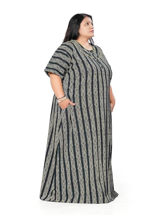 Image of Vlazom Women's Plus Size Cotton Nightgown 3XL - Short Sleeve Floral Maxi Nighty, Soft Breathable Sleepwear for Ladies, Summer Lounge Dress