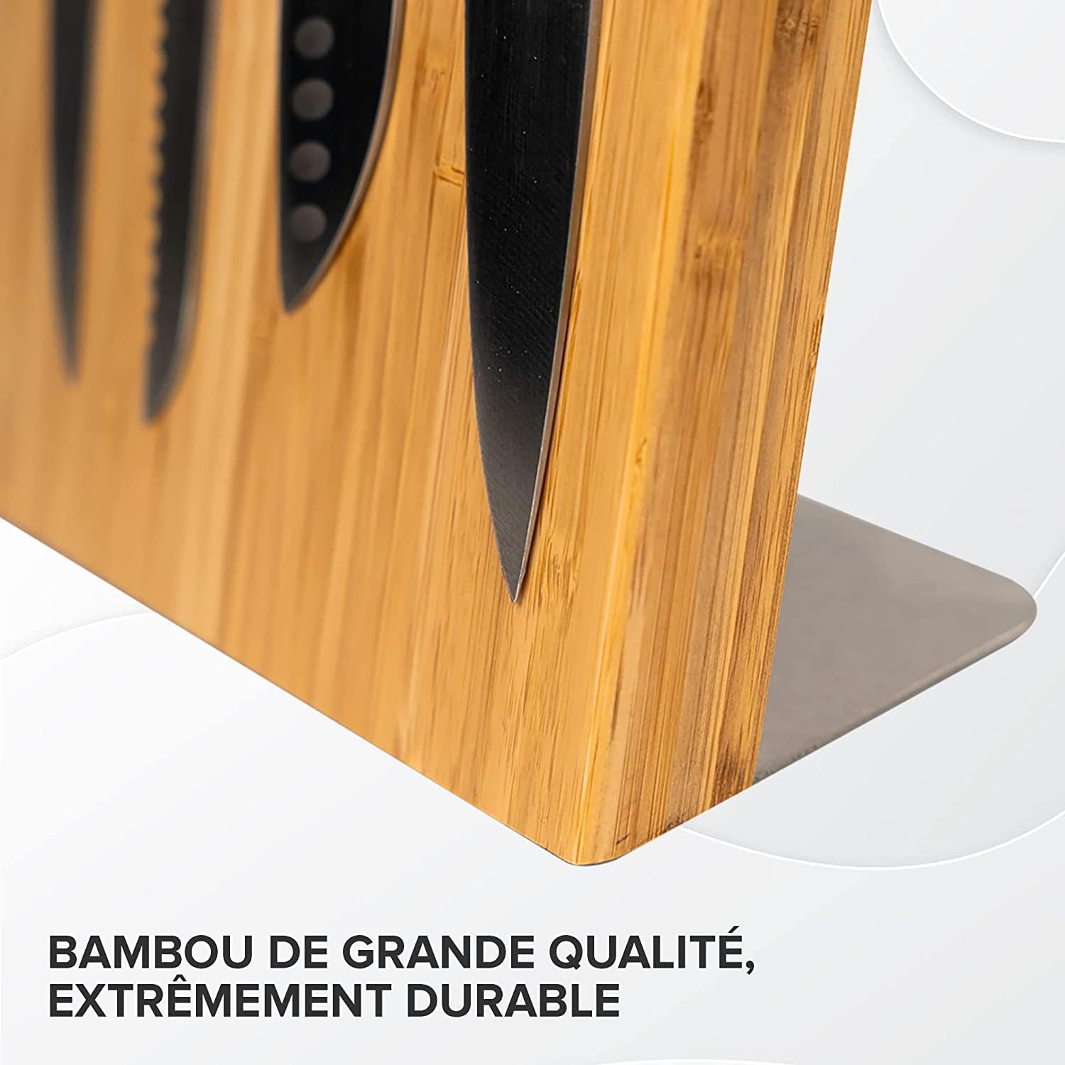 Coninx Bloc à Couteaux Aimanté En Bois D'Acacia 22x23cm - Support Magnétique Puissant Avec Pieds Antidérapants