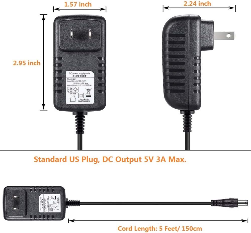 SoulBay 5V 3A AC Adapter 15W Power Supply with 4 Tips 5.52.5mm | 4.01.7mm | 3.51.35mm | Micro-USB Universal 5VDC Charger for Tablet IP Camera USB Hub Lights Router Speaker Webcam and More : Electronics