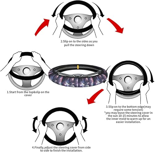 Miniatura 4 de Swono Dreamcatcher - Fundas para volante de automóvil, atrapasueños místico con espacio estrellado, color morado, accesorios interiores universales