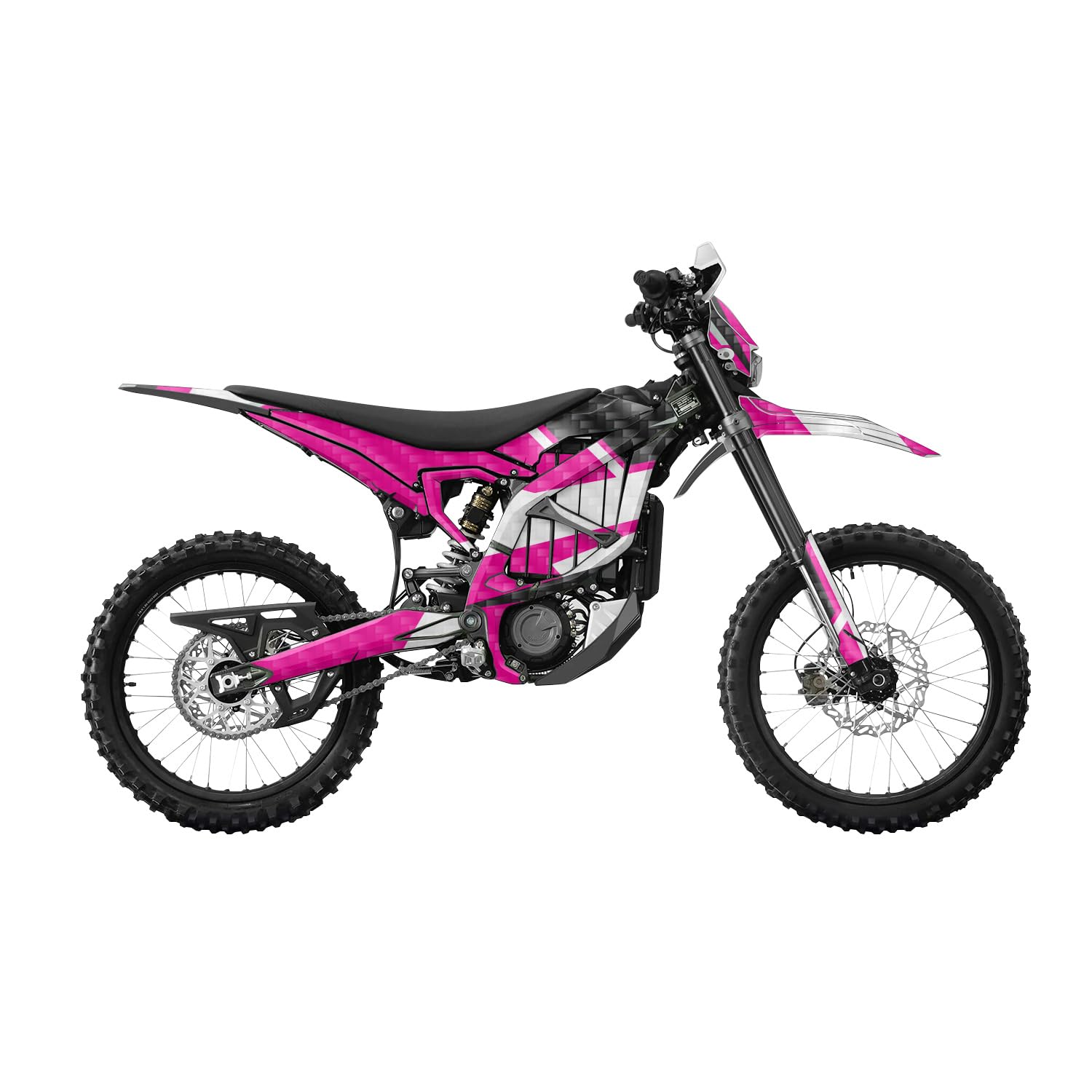 Carbon Fiber Surron Ultra Bee Graphics Kit Wrap - Magenta Tear - Sur-Ron Skin - Premium 3M Vinyl Protective Wrap Decal Cover - Easy to Apply | Crafted in The USA by MightySkins