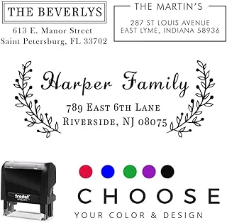 20 Designs to Choose!! Personalized - Address Stamp - Customized Stamp - Self-Inking Return Address Mail 3 Lines Custom Address Stamper - Black Red Blue Purple Green Ink - Wedding Invitation Stamp - coolthings.us