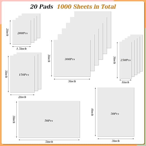 Miniatura 2 de [1000 unidades] Notas adhesivas transparentes, 6 tamaños, bloc de notas adhesivas transparentes, notas adhesivas translúcidas autoadhesivas