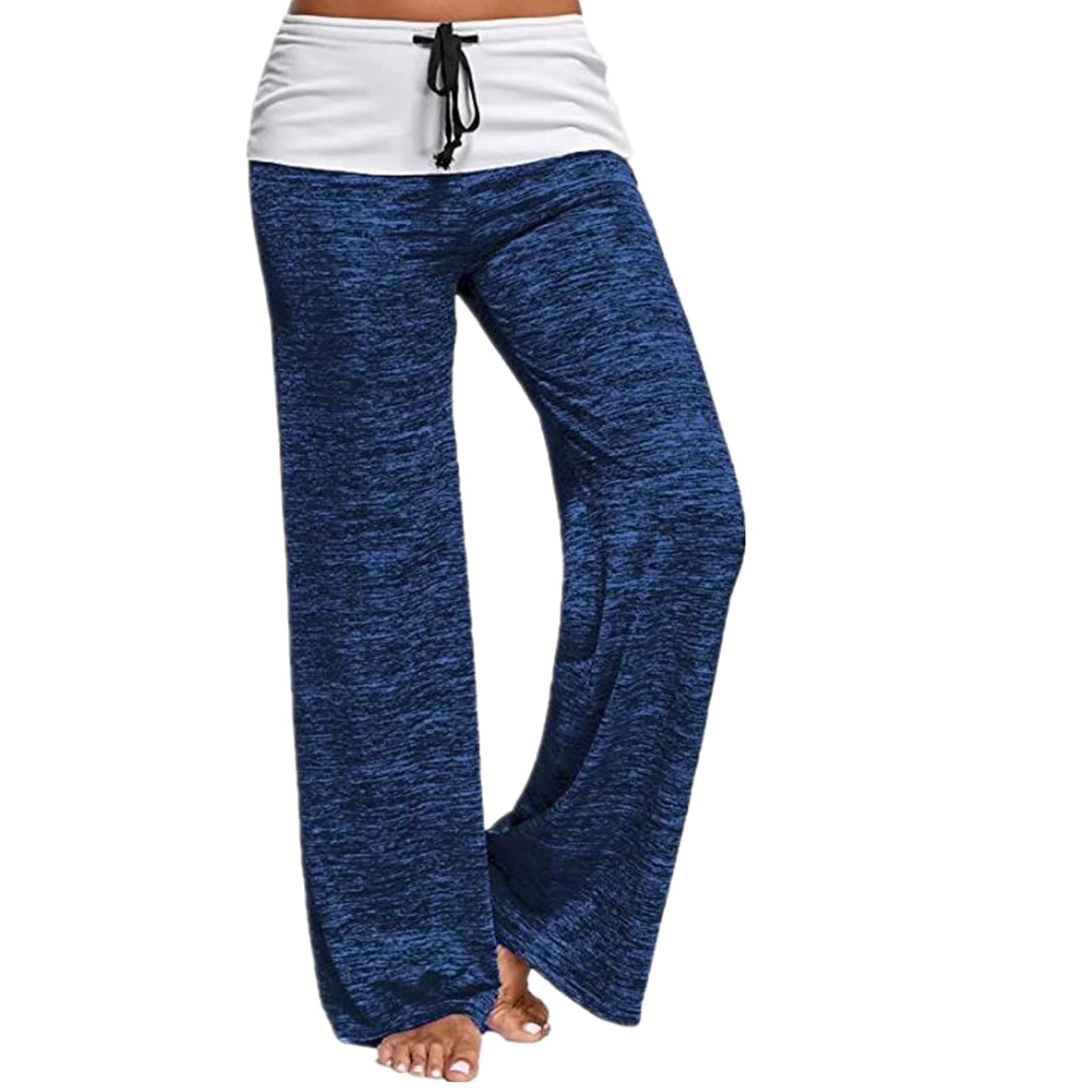ANBID Ordinary Straight Pants Work Pants Womens Elastic Business Office Casual Pants with Pockets Blue XL