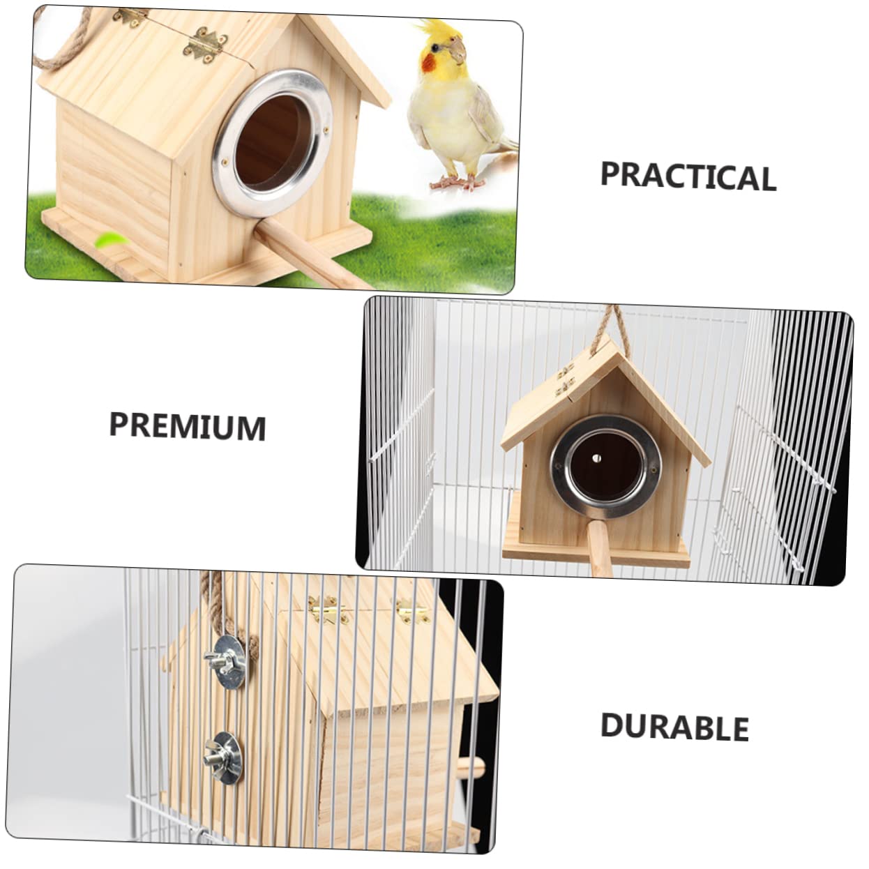 HANABASS Parrot Brutkasten aus Langlebigem Kiefernholz Vogel Nistkasten mit Einfachem Hausdesign als Brut und Nistplatz für Kleine Vögel Fördert Natürliche Balz und Brutverhalten