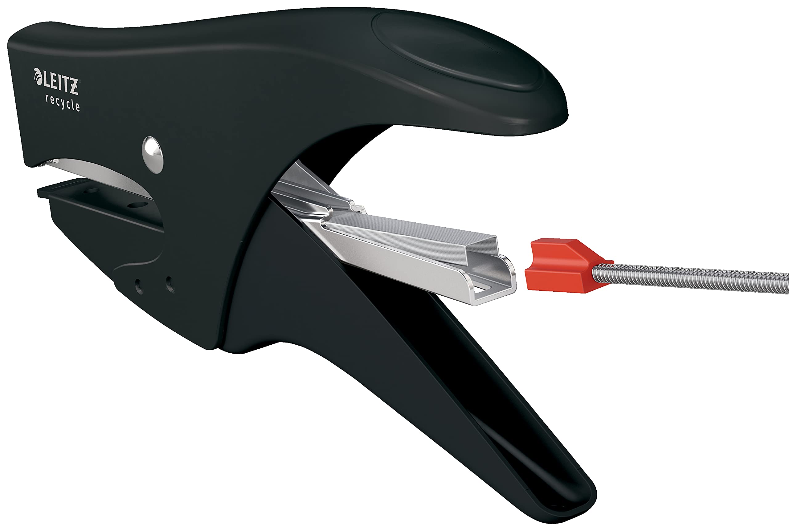 Leitz NeXXt Heftzange, Hefter mit Hinterlademechanik, Strapazierfähiges Zubehör für Zuhause/Büro, Metall, 100 % Recycelbar, CO2-Neutral, Recycle Sortiment, Schwarz, 56460095