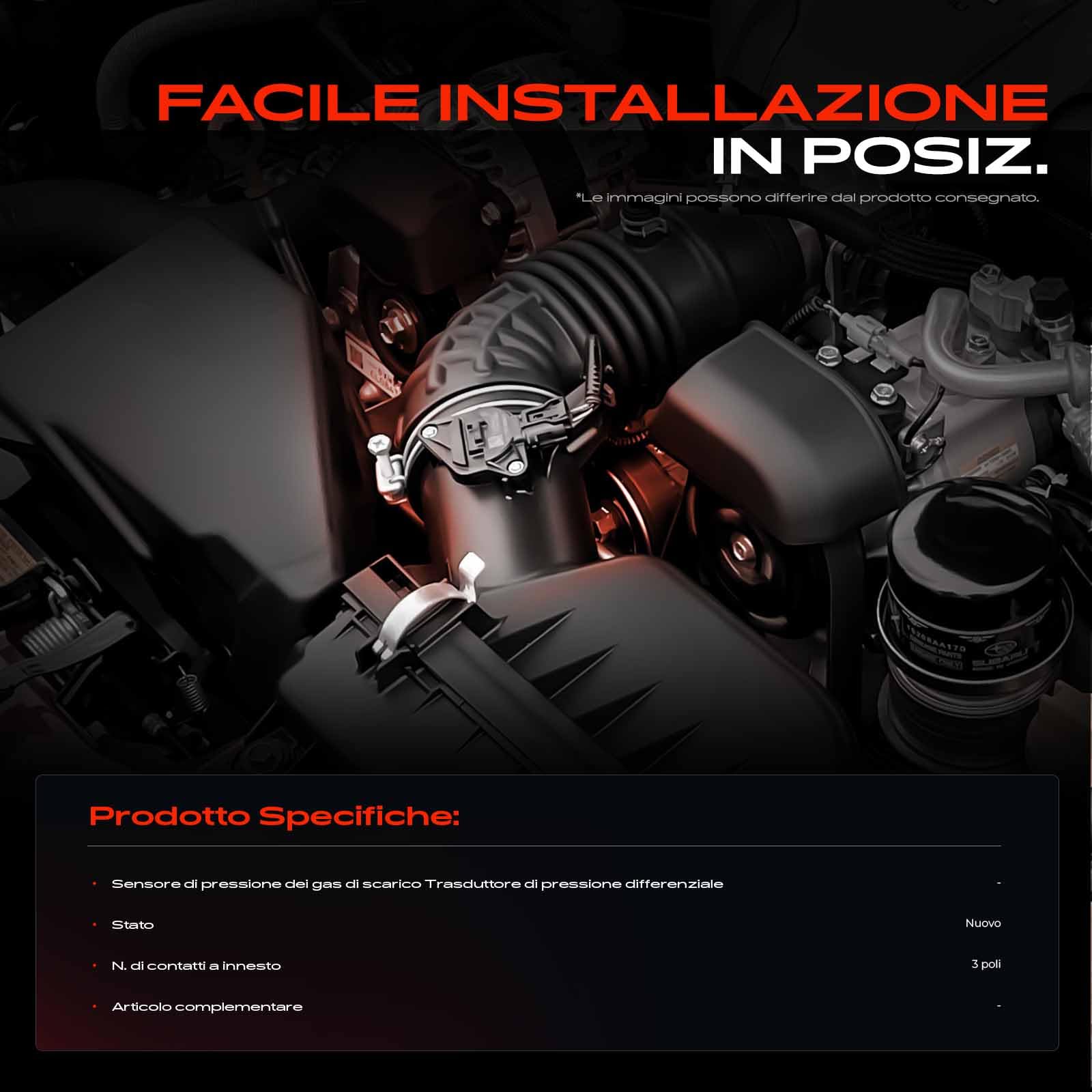 Frankberg Sensore pressione differenziale Pressione gas di scarico Compatibile con O.c.t.a.v.i.a II Combi 1Z5 Yeti 5L Superb II Station Wagon 3T5 A3 8P1 A3 Sportback 8PA Replace# 076906051A