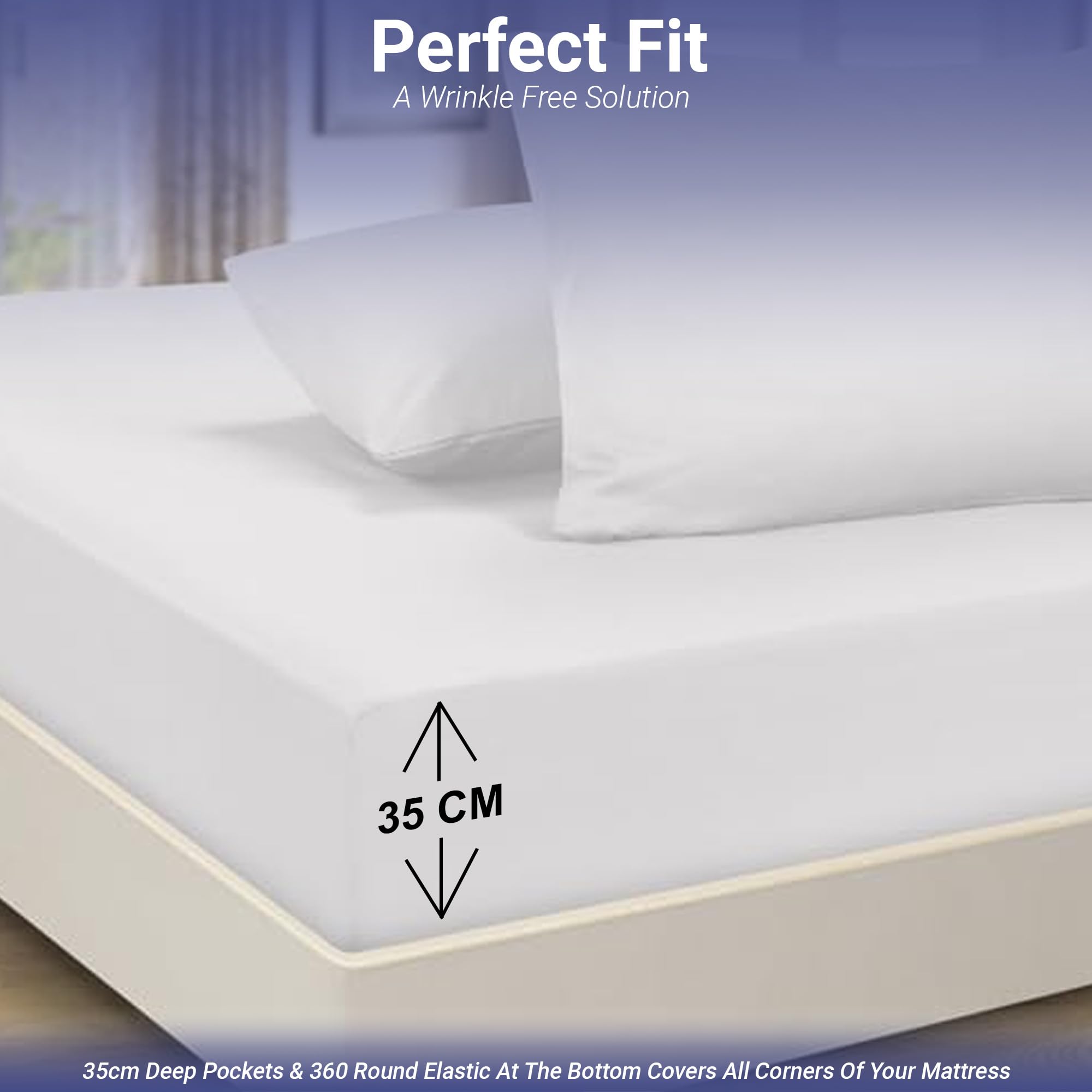 SAMAYISH 100% Egyptian Cotton Single Fitted Sheet 400 Thread Count Bed Sheets 35cm Deep Single Fitted Sheets For Single Bed with 360 Round Elastic Fitted Bed Sheets - Image 2