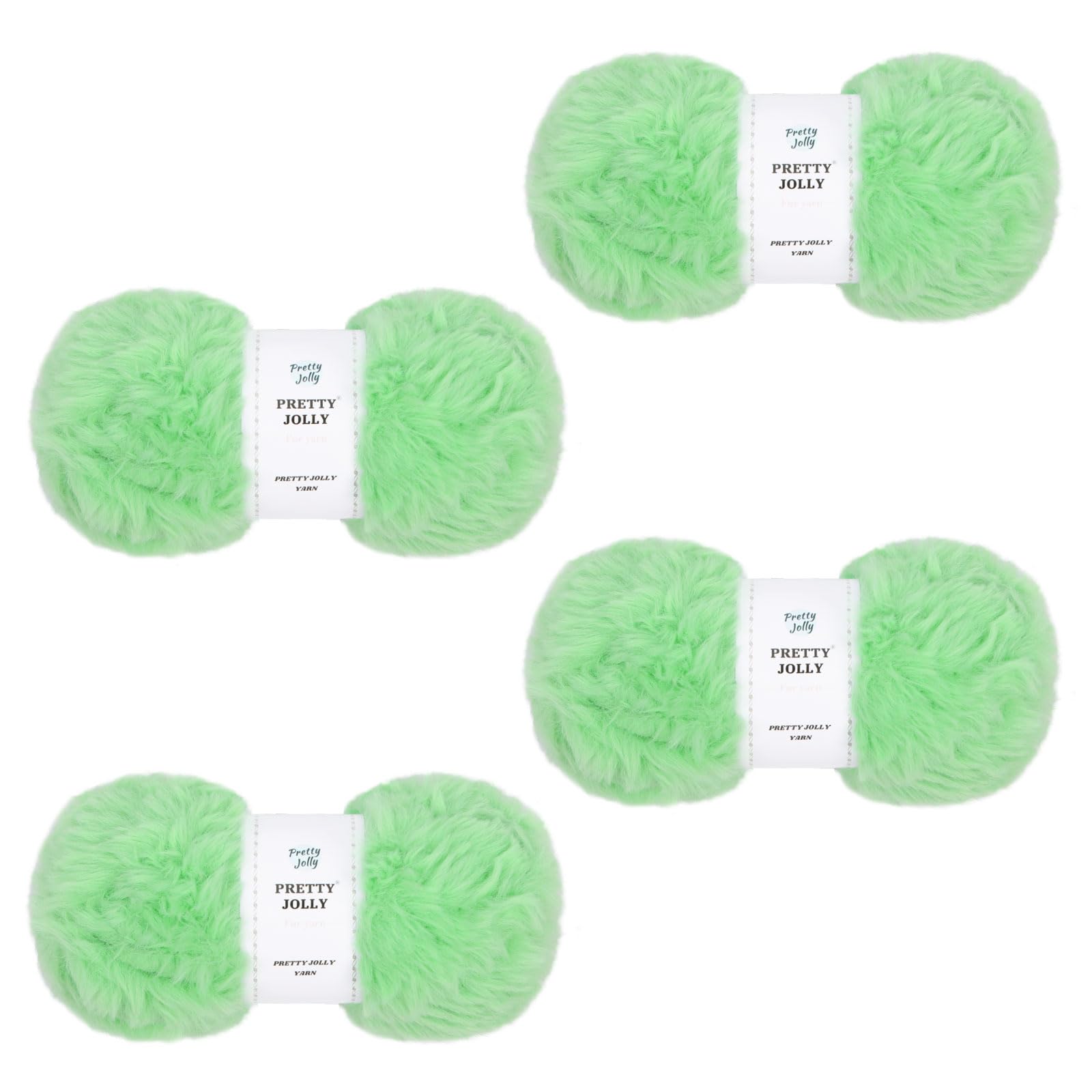Pretty Jolly 4 Balls Faux Fur Yarn Super Soft & Fluffy Yarn-Mint Green