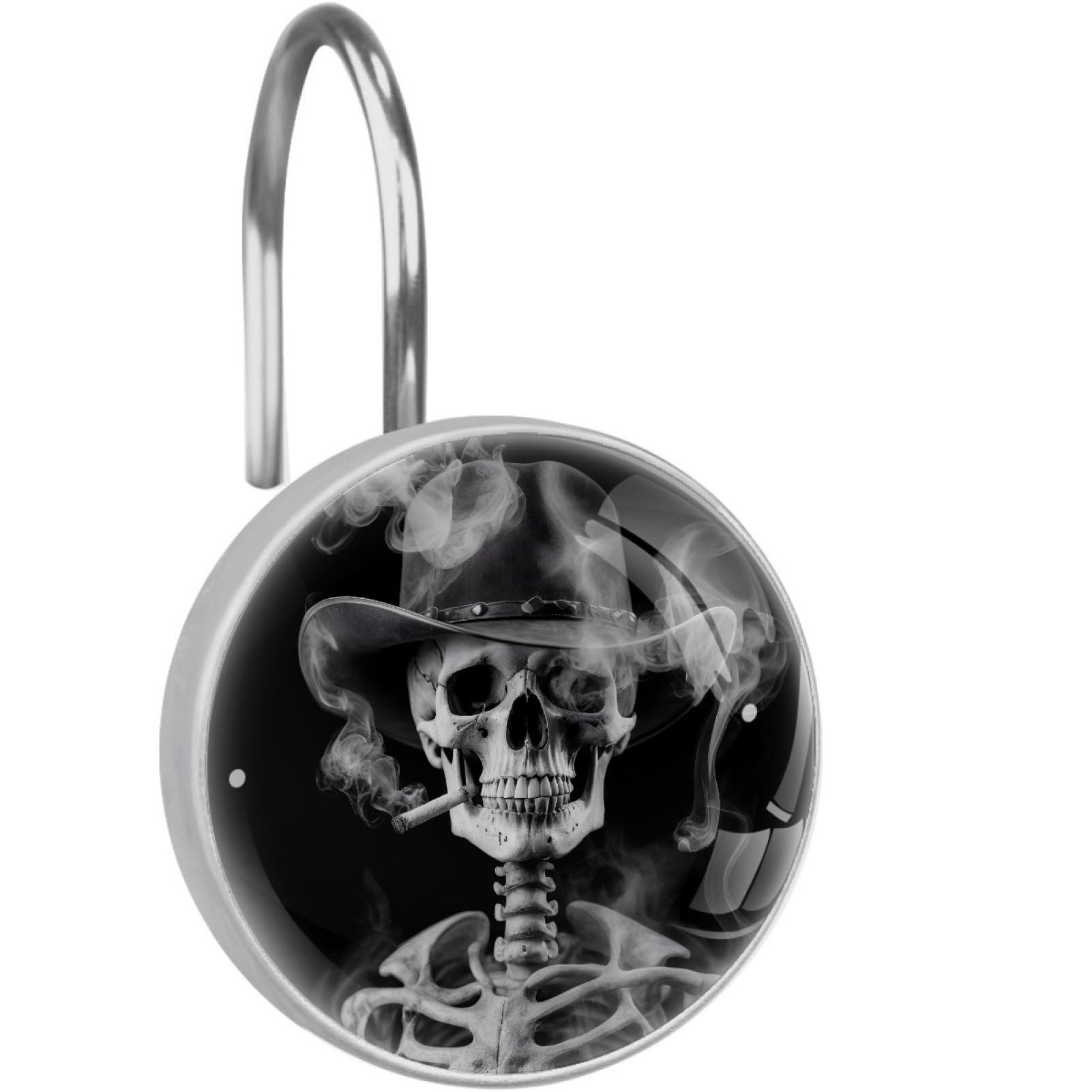 VAPOKF Decorative Shower Curtain Hooks, Smoking Skeleton Rustproof Stainless Steel Shower Curtain Rings for Bathroom, Shower Curtain Hangers for Shower Rod, 12 Pack
