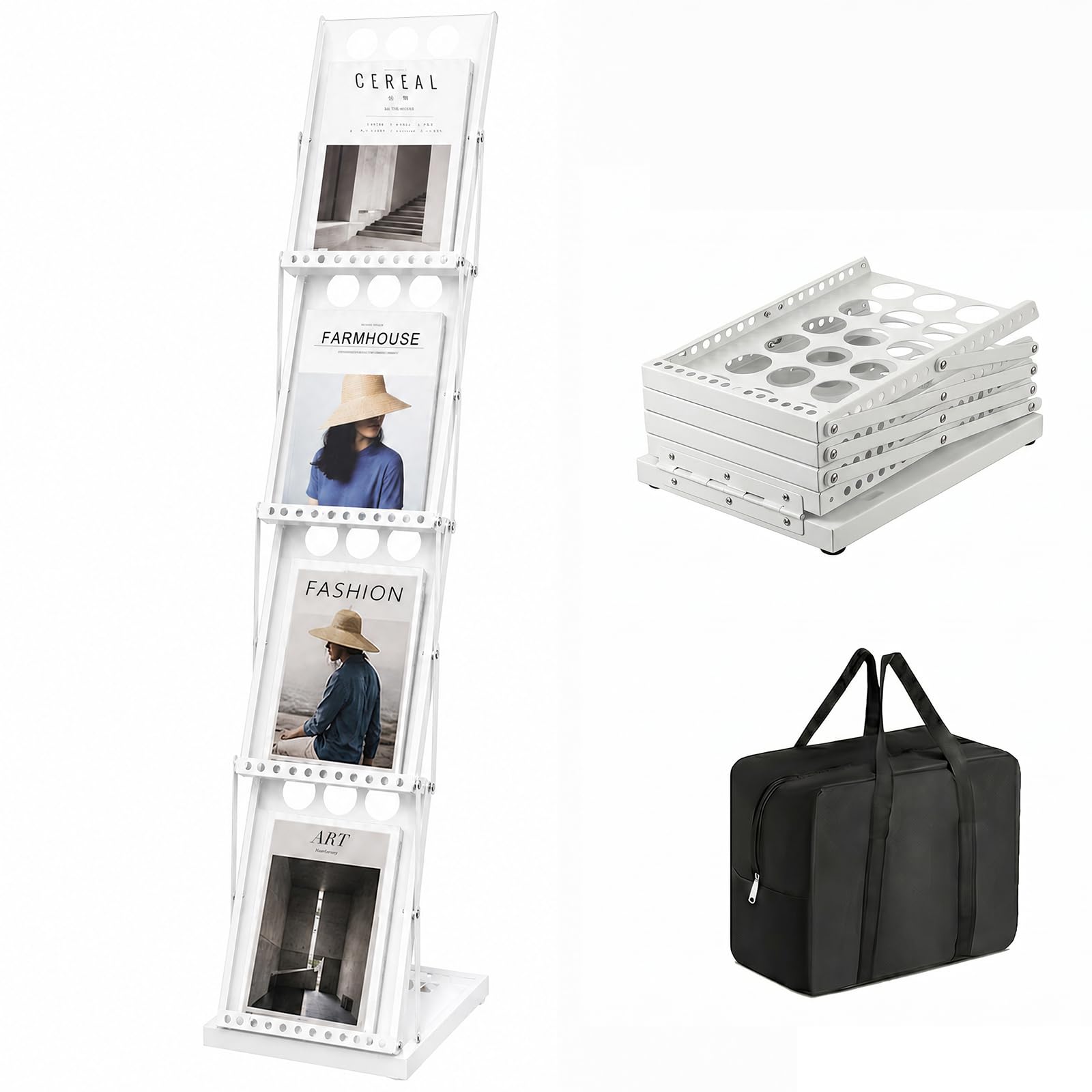 Tuesnax A4 Brochure Stand Display Magazine Rack Floor Stand Leaflet Holder