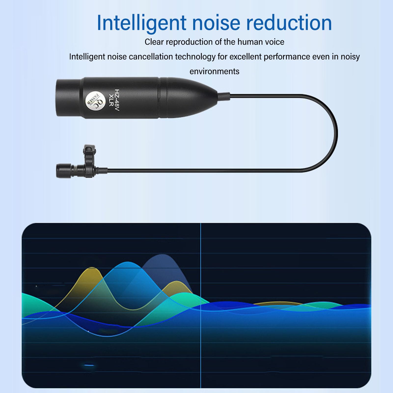 Micrófono Lavalier, Micrófono Lavalier Power de 48 V, Micrófono de Solapa Omnidireccional Mono XLR de 3 Pines, Micrófono con Clip para Grabaciones de Vídeo, Podcasting,