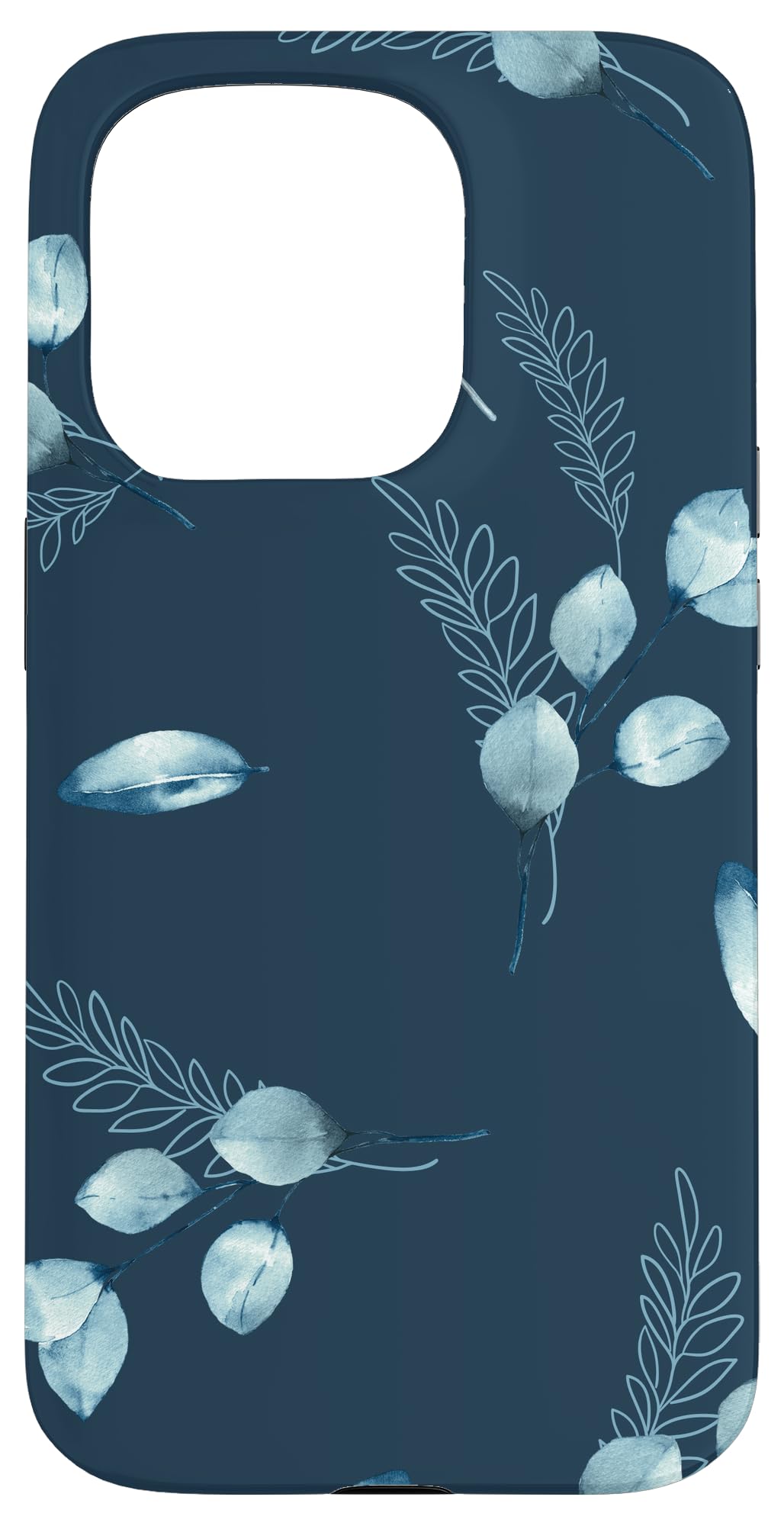 Floral Blue Flower Pattern For Women Cute Aesthetic Winter Case for iPhone 15 Pro
