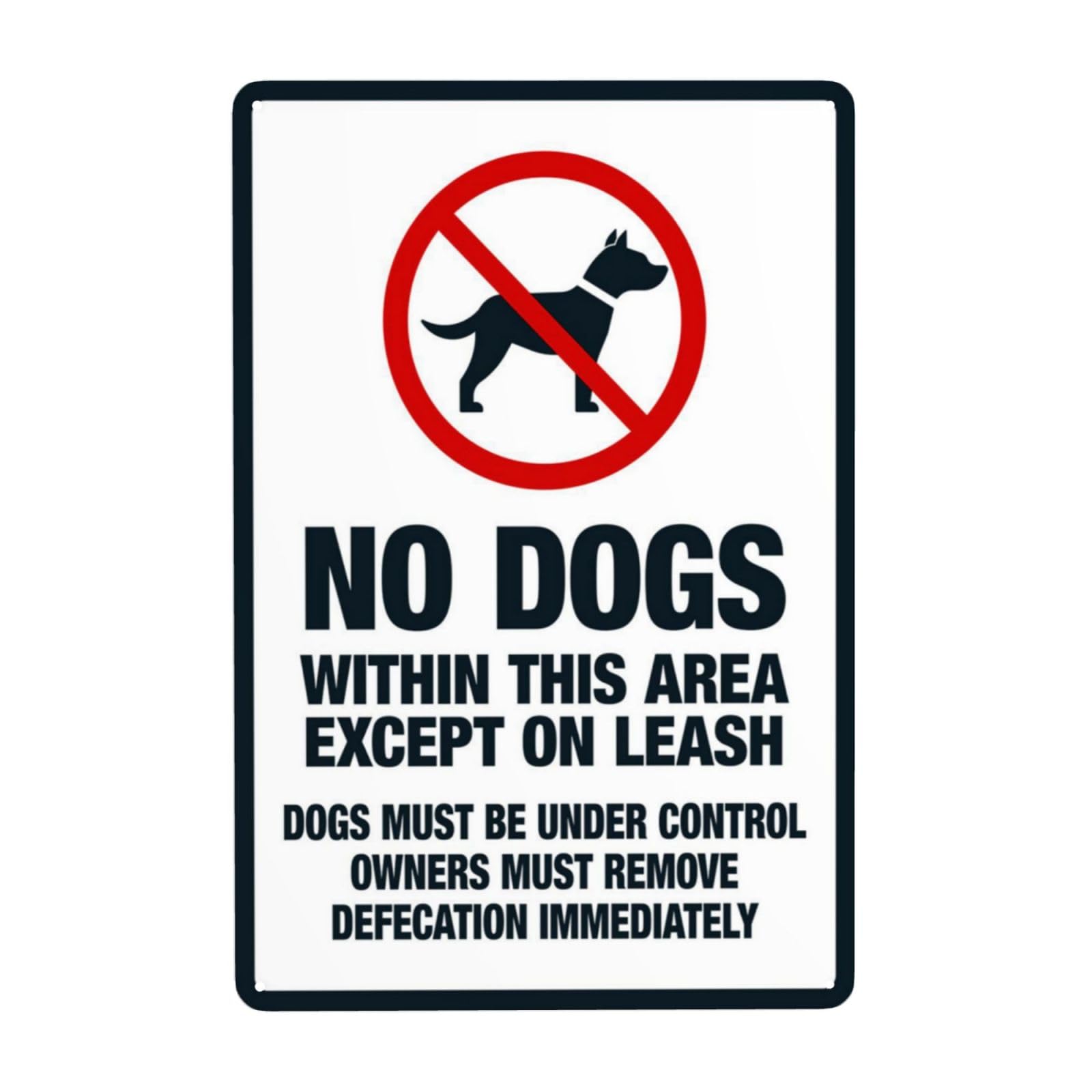 No Dogs Allowed Unless On Leash Vintage Metal Control Rule Sign 12x8 Inch