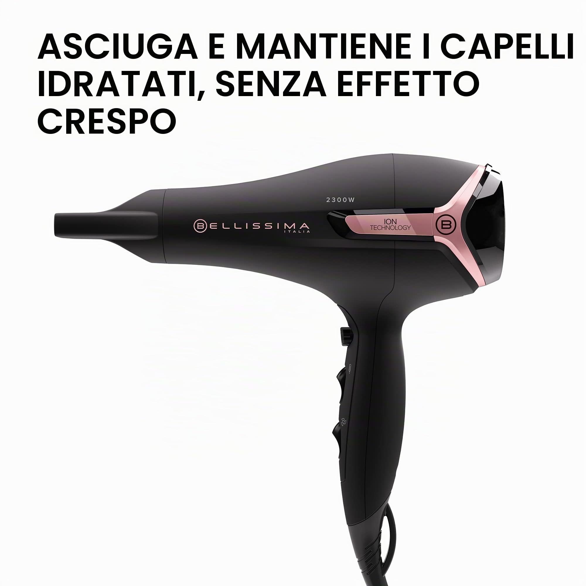 Imetec Bellissima Asciugacapelli K9 2300 Asciuga e Mantiene Idratati i Capelli senza Effetto Crespo, 2300 W & Bellissima Creativity B9 300 Piastra per Capelli, Styling Liscio o Mosso