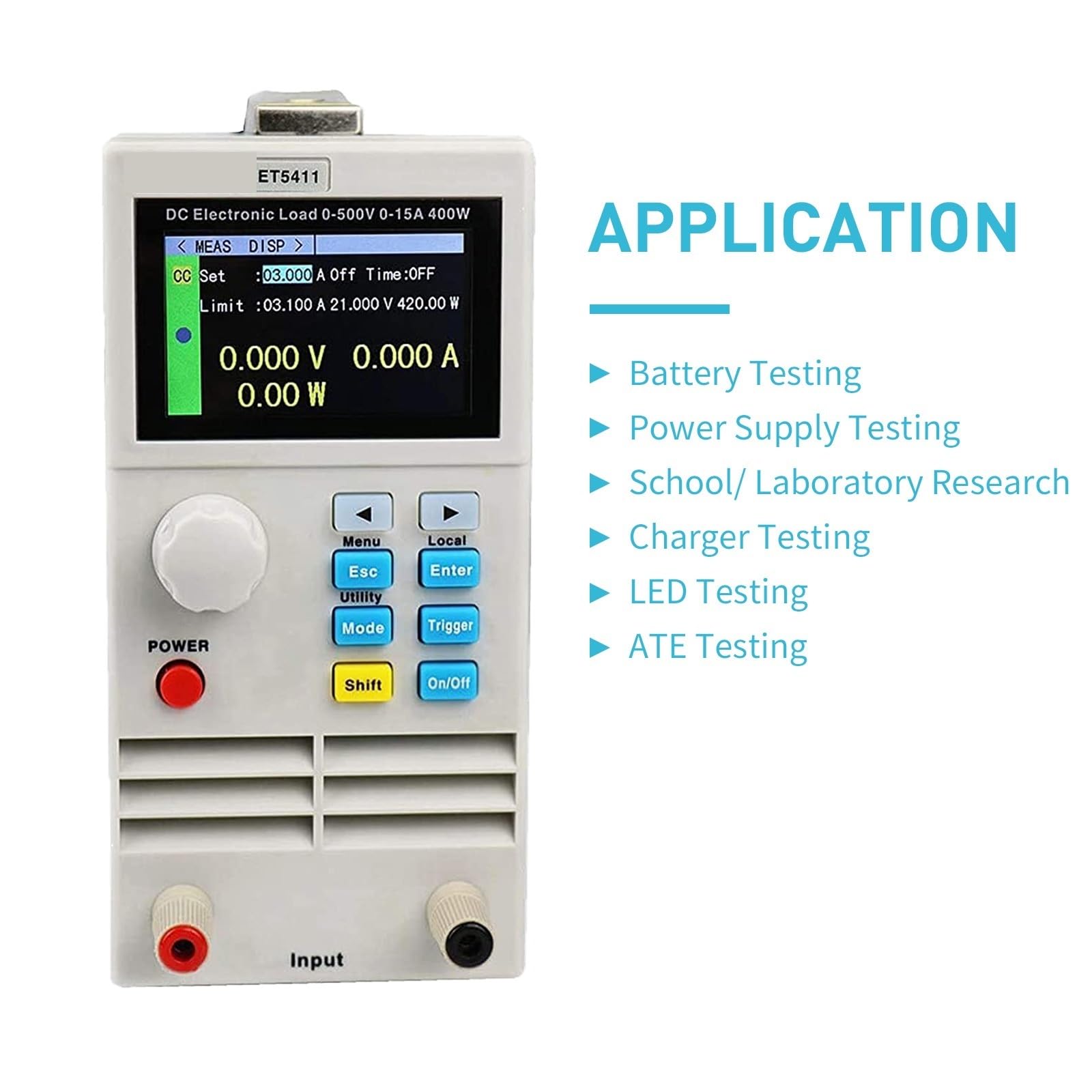 Medidor LCR, Controlador de carga electrónica corriente constante ajustable ET5411A+ 400w 15A