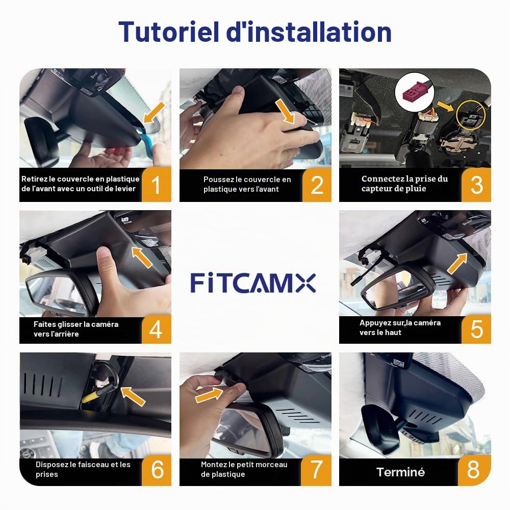 Fitcamx Dashcam 4K Compatible avec 2024-2025 Hyundai Santa Fe SE SEL Limited Calligraphy XRT, Caméra de Voiture OEM, WiFi UHD 2160P, G-Senseur, Enregistrement en Boucle, WDR, Plug & Play, Carte 64 Go