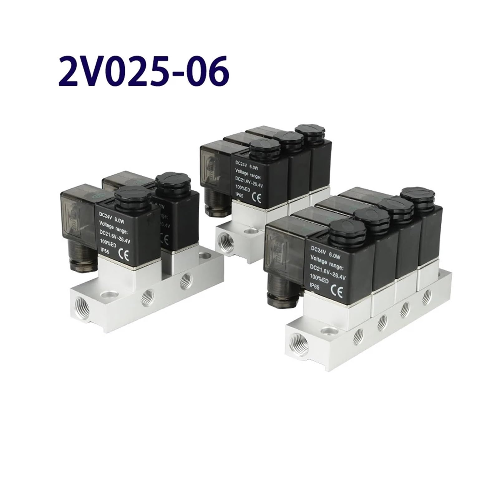 Électrovanne pneumatique 2V025-06 DC12V 24V 220V 110V Électrovanne magnétique à air normalement fermée à 2 Voies Électrovanne à Cartouche 2V025-08(Dc24v No Fittings)