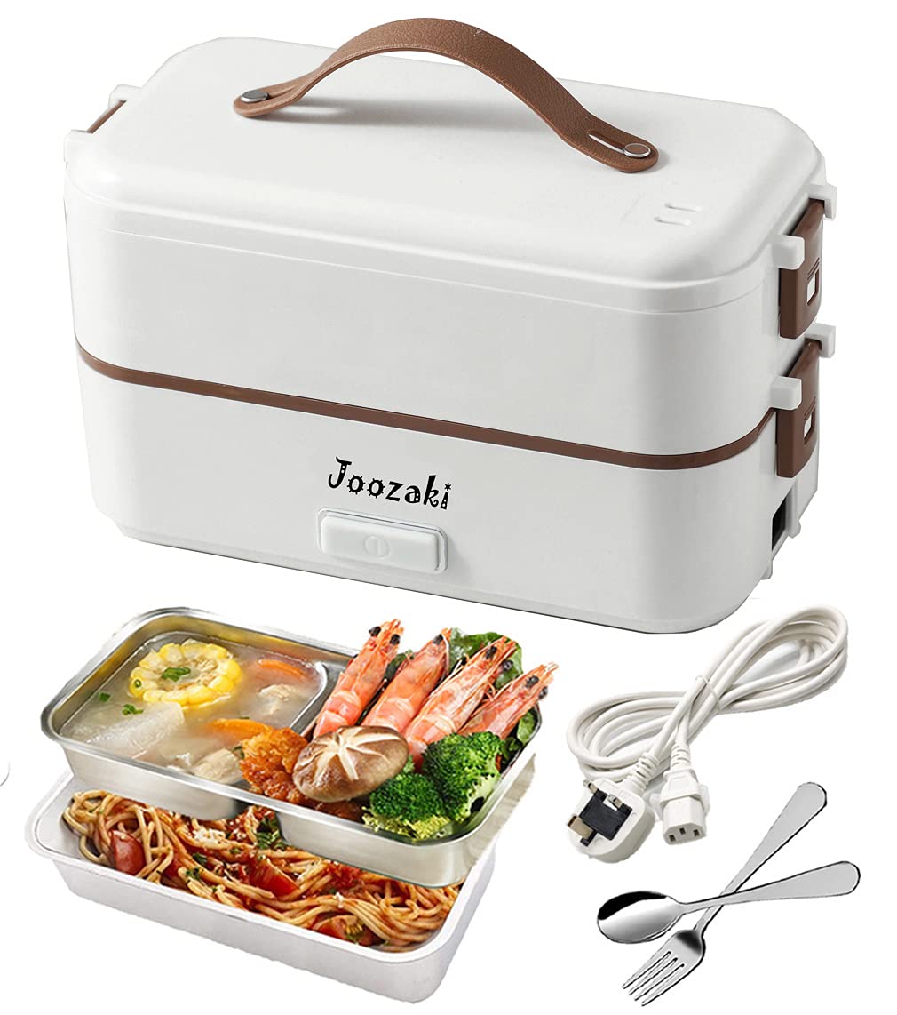 JOOZAKI Portable Electric Lunch Box Container Bento Box Rice Cooker Egg Steamer Food Heater for Office/Home/Travel 220v 2-Layer Container…