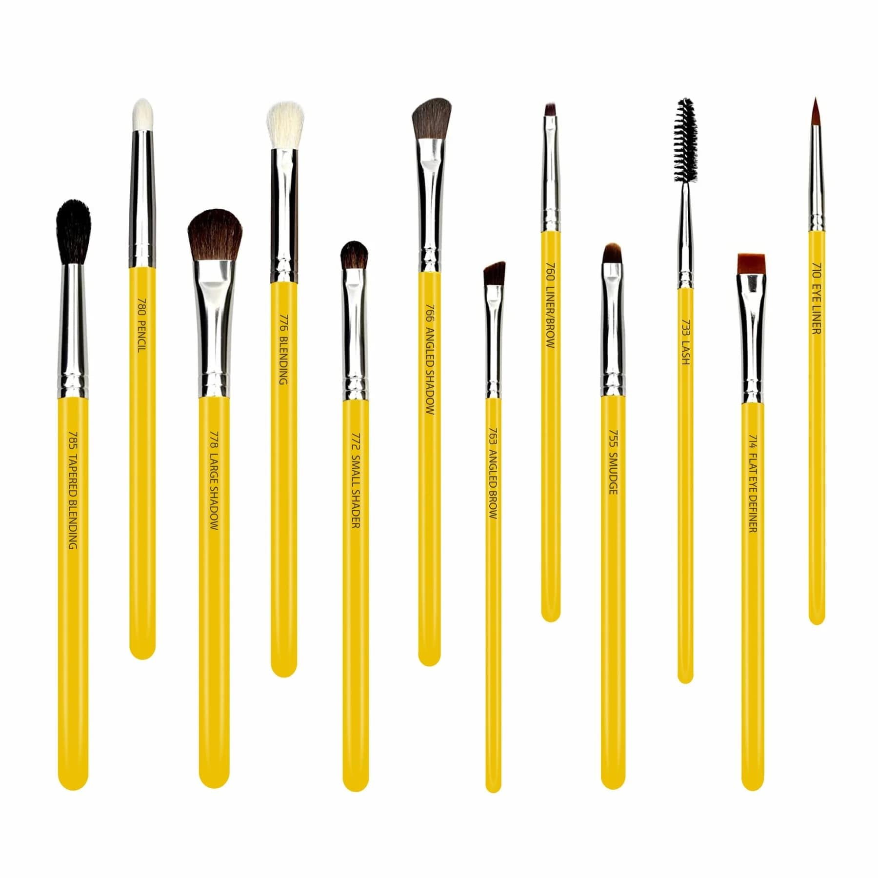Bdellium Tools - Pennelli sfumatura occhi, professionali e antibatterici, con custodia arrotolabile, 12 pezzi