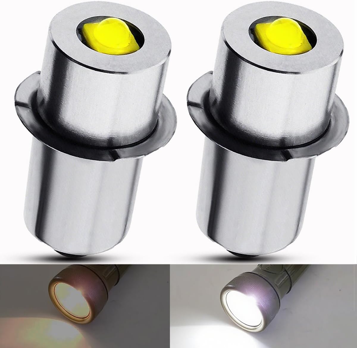 Upgrade 3V P13.5S LED Flashlight Bulb Replacement for 2-Cell U.S. Army &Military MX-991 Fulton Government & Military KPR102 (K1) (PR31) Krypton PR Torch Lantern Work Light Maglit Bulbs,2Pcs