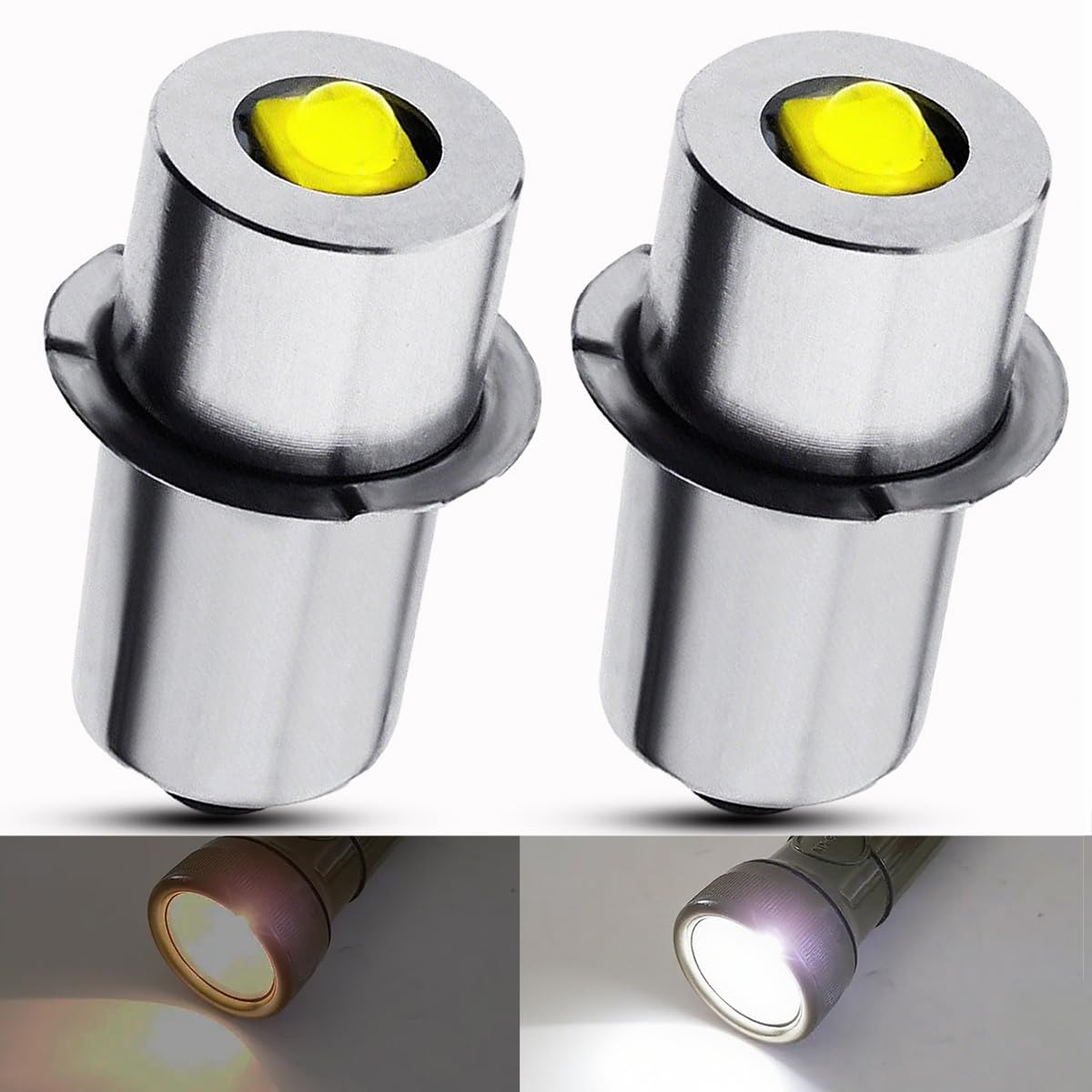 GLOFE Upgrade 3V P13.5S LED Flashlight Bulb Replacement for 2-Cell U.S. Army &Military MX-991 Fulton Government & Military KPR102 (K1) (PR31) Krypton
