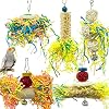 EBaokuup Bird Parrots Shredding Toys Parakeet Chewing Toys Bird Loofah Toys Parrot Cage Shredder Toys Bird Foraging…