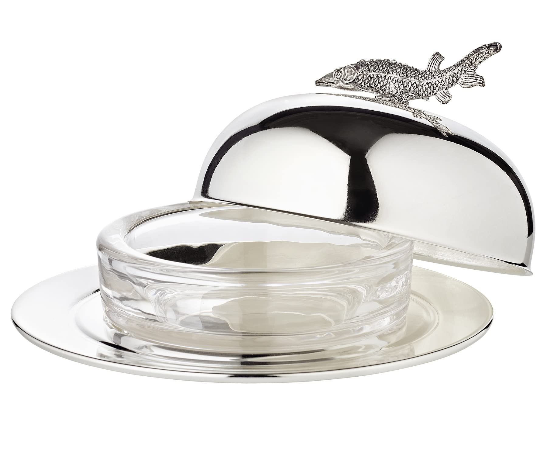 EDZARD Cuenco para caviar de esturión (diámetro 14 cm, altura 7 cm), color plateado