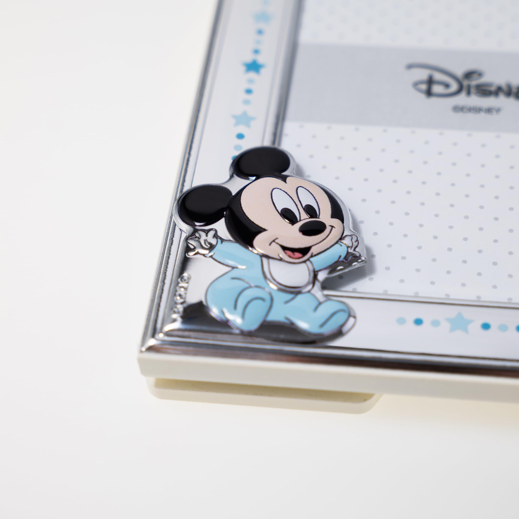 VALENTI & CO. Disney Baby - Mickey - Marco de fotos de plata para niños, idea de regalo bautizo, nacimiento o cumpleaños (9 x 13 cm)
