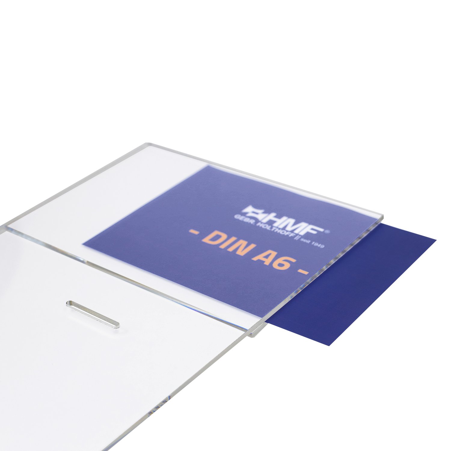 HMF 46912 Caja de donación de acrílico con inserto de hojas | 15,5 x 11 x 11 cm | Din A6 | Transparente
