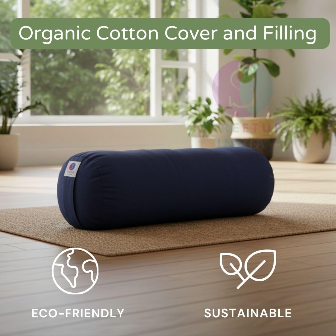 Streetup India® Yoga Bolster for Iyengar Yoga With Premium Cotton Washable Cover (Blue, Standard) 4