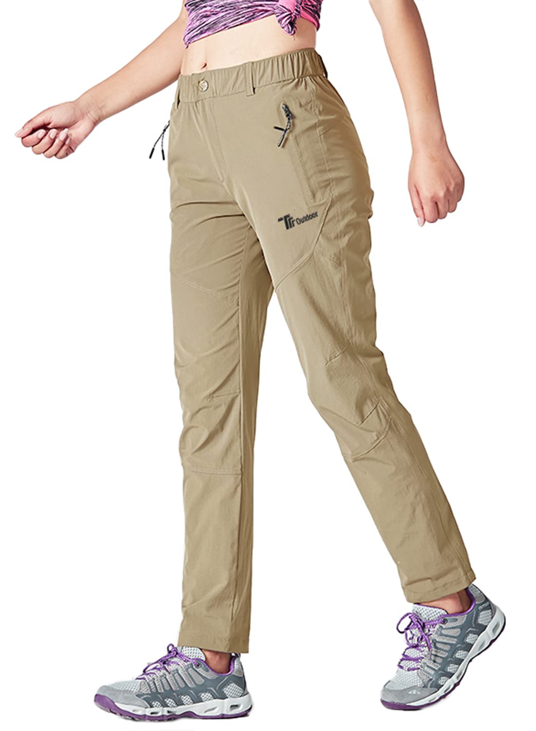 TBMPOY Women's Outdoor Hiking Stretch Work Pants Quick Dry Lightweight with Zipper Pockets UPF 50 Sun Protection