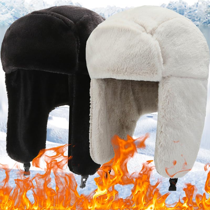 Donne Bomber Cappelli for Gli Uomini Inverno Addensare Paraorecchie Caps Pelliccia Sintetica Caldo Russo Protezione Dell'orecchio Ciclismo Cappello da Sci